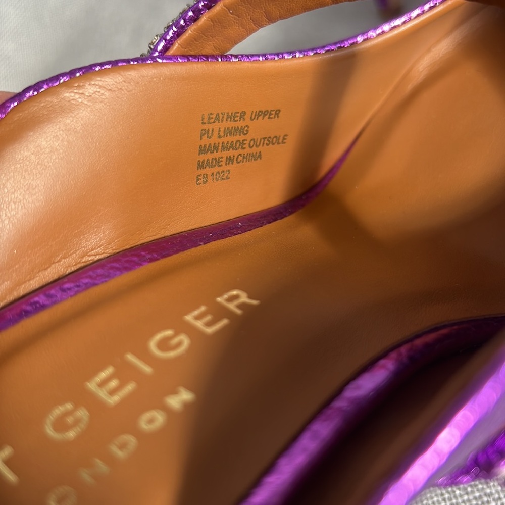 KURT GEIGER Duke Pointed Toe Pump metallic leather purple size 8,5 - Picture 13 of 17